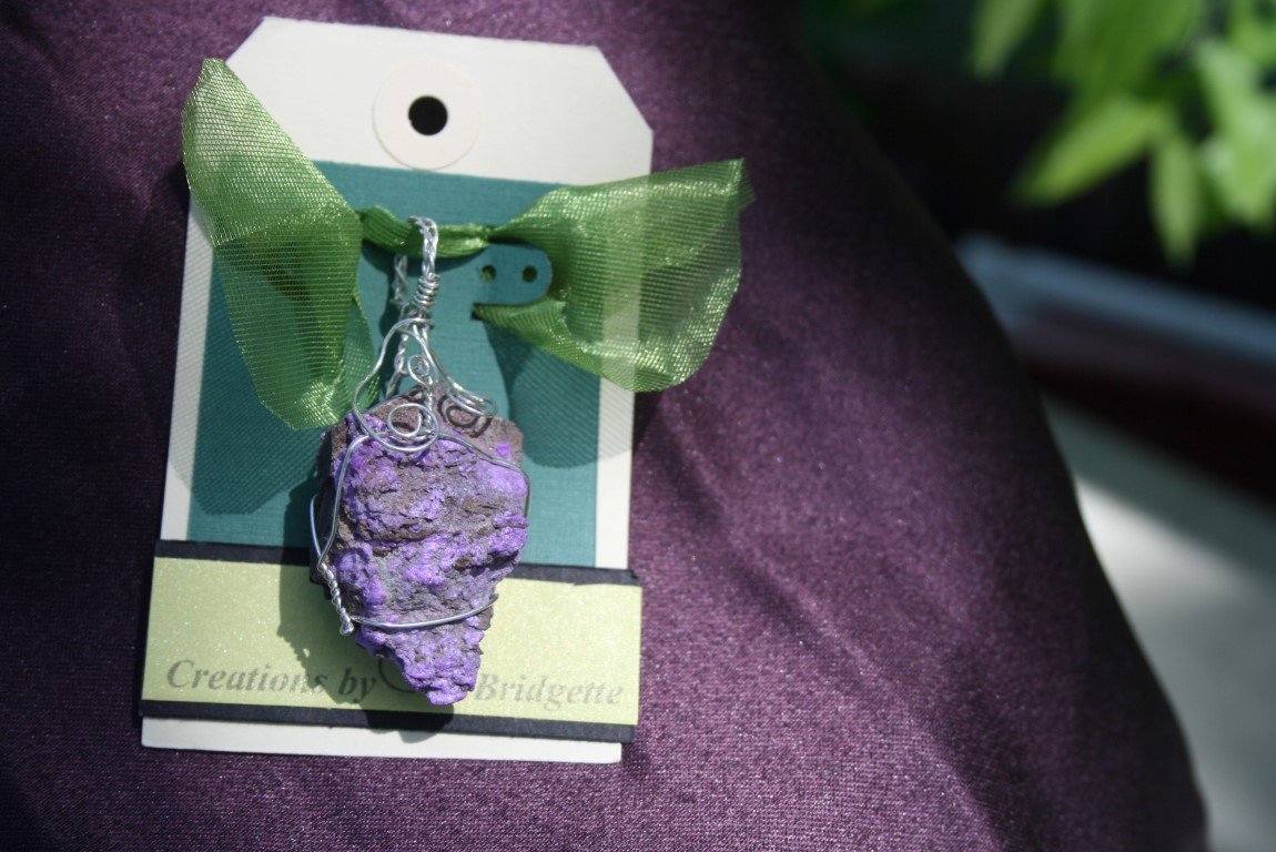 Beautiful  Rough Sugilite  Pendant Gemstone Sterling Silver wrapped Pendant  dreams Dreams, spiritual protection and purification, becoming a 'beacon of Light'  4921